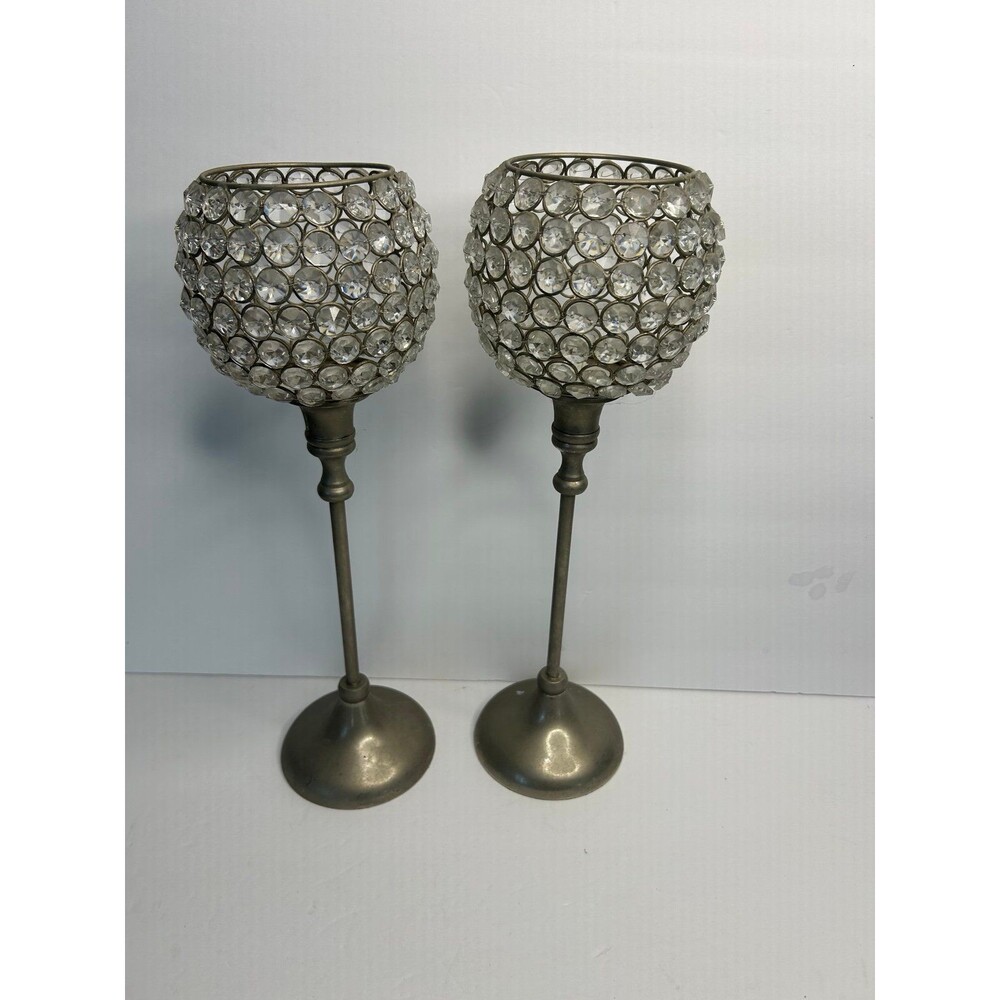 Pair of Crystal Beaded Candle Holders